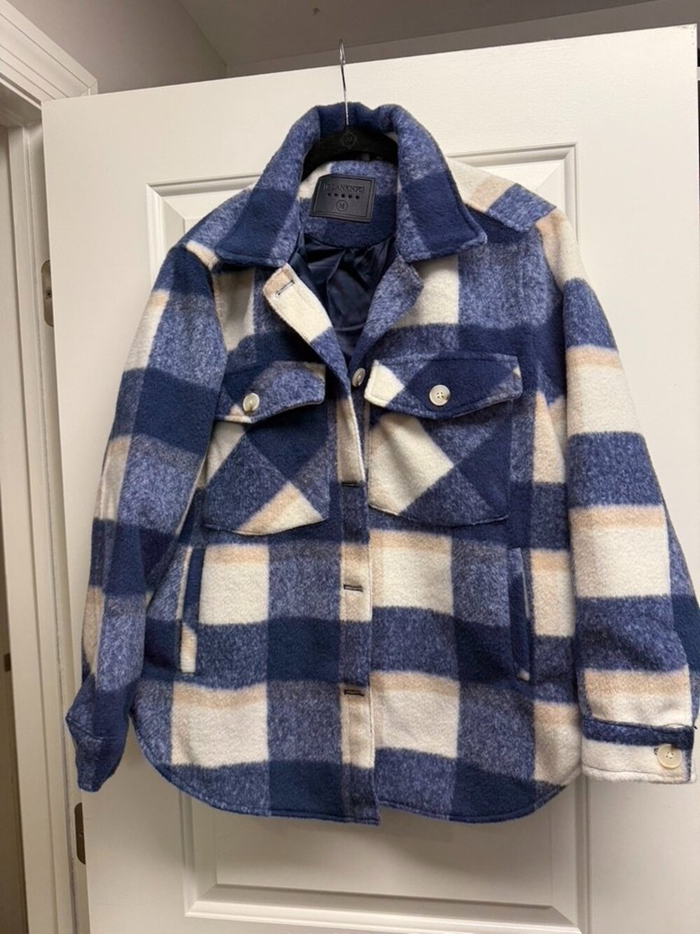 BLANK NYC Blue Plaid Shacket (Size M) - New, No Tags